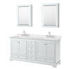 Custom image for White with Polished Chrome Trim / Carrara Cultured Marble, Rectangular Sink / Medicine Cabinets