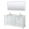 Custom image for White with Polished Chrome Trim / White Carrara Marble, Oval Sink / 70