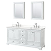 Custom image for White with Polished Chrome Trim / White Quartz, Rectangular Sink / Medicine Cabinets