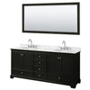 Custom image for Dark Espresso with Polished Chrome Trim / White Carrara Marble, Oval Sink / 70
