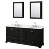Custom image for Dark Espresso with Polished Chrome Trim / White Carrara Marble, Oval Sink / Medicine Cabinets