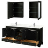 Custom image for Dark Espresso with Polished Chrome Trim / Giotto Quartz, Rectangular Sink / Medicine Cabinets