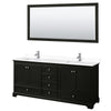 Custom image for Dark Espresso with Polished Chrome Trim / White Cultured Marble, Rectangular Sink / 70