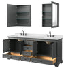 Custom image for Dark Gray with Matte Black Trim / Carrara Cultured Marble, Rectangular Sink / Medicine Cabinets