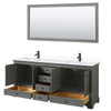Custom image for Dark Gray with Matte Black Trim / White Cultured Marble, Rectangular Sink / 70