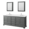 Custom image for Dark Gray with Polished Chrome Trim / Carrara Cultured Marble, Rectangular Sink / Medicine Cabinets