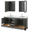 Custom image for Dark Gray with Polished Chrome Trim / White Carrara Marble, Oval Sink / Medicine Cabinets