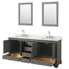 Custom image for Dark Gray with Polished Chrome Trim / White Carrara Marble, Rectangular Sink / 24