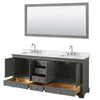 Custom image for Dark Gray with Polished Chrome Trim / White Carrara Marble, Rectangular Sink / 70