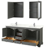 Custom image for Dark Gray with Polished Chrome Trim / Giotto Quartz, Rectangular Sink / Medicine Cabinets