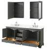 Custom image for Dark Gray with Polished Chrome Trim / Giotto Quartz, Rectangular Sink / Medicine Cabinets