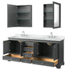 Custom image for Dark Gray with Polished Chrome Trim / White Cultured Marble, Rectangular Sink / Medicine Cabinets