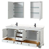 Custom image for White with Matte Black Trim / Carrara Cultured Marble, Rectangular Sink / Medicine Cabinets