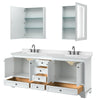 Custom image for White with Matte Black Trim / Carrara Cultured Marble, Rectangular Sink / Medicine Cabinets