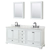 Custom image for White with Matte Black Trim / White Carrara Marble, Oval Sink / Medicine Cabinets