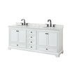 Custom image for White with Matte Black Trim / White Carrara Marble, Oval Sink / No Mirror