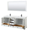 Custom image for White with Matte Black Trim / White Cultured Marble, Rectangular Sink / 70