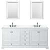 Custom image for White with Matte Black Trim / White Cultured Marble, Rectangular Sink / Medicine Cabinets