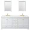 Custom image for White with Brushed Gold Trim / Carrara Cultured Marble, Rectangular Sink / 24