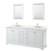 Custom image for White with Brushed Gold Trim / Carrara Cultured Marble, Rectangular Sink / 24