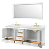 Custom image for White with Brushed Gold Trim / Carrara Cultured Marble, Rectangular Sink / 70