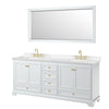 Custom image for White with Brushed Gold Trim / Carrara Cultured Marble, Rectangular Sink / 70