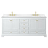 Custom image for White with Brushed Gold Trim / Carrara Cultured Marble, Rectangular Sink / No Mirror