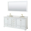 Custom image for White with Brushed Gold Trim / White Carrara Marble, Oval Sink / 70