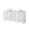 Custom image for White with Brushed Gold Trim / White Carrara Marble, Oval Sink / No Mirror