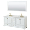 Custom image for White with Brushed Gold Trim / White Carrara Marble, Rectangular Sink / 70