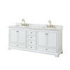 Custom image for White with Brushed Gold Trim / White Carrara Marble, Rectangular Sink / No Mirror