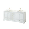 Custom image for White with Brushed Gold Trim / Giotto Quartz, Rectangular Sink / No Mirror