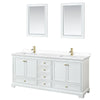 Custom image for White with Brushed Gold Trim / White Cultured Marble, Rectangular Sink / 24