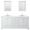 Custom image for White with Brushed Gold Trim / White Cultured Marble, Rectangular Sink / 24