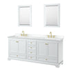 Custom image for White with Brushed Gold Trim / White Cultured Marble, Rectangular Sink / 24