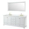 Custom image for White with Brushed Gold Trim / White Cultured Marble, Rectangular Sink / 70