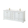 Custom image for White with Brushed Gold Trim / White Quartz, Rectangular Sink / No Mirror