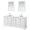 Custom image for White with Brushed Gold Trim / White Quartz, Rectangular Sink / 24