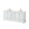 Custom image for White with Brushed Gold Trim / White Quartz, Rectangular Sink / No Mirror