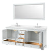 Custom image for White with Polished Chrome Trim / Carrara Cultured Marble, Rectangular Sink / 70