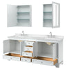 Custom image for White with Polished Chrome Trim / Carrara Cultured Marble, Rectangular Sink / Medicine Cabinets