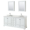 Custom image for White with Polished Chrome Trim / White Carrara Marble, Oval Sink / Medicine Cabinets