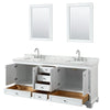 Custom image for White with Polished Chrome Trim / White Carrara Marble, Rectangular Sink / 24