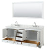 Custom image for White with Polished Chrome Trim / White Carrara Marble, Rectangular Sink / 70