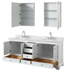 Custom image for White with Polished Chrome Trim / White Carrara Marble, Rectangular Sink / Medicine Cabinets