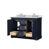 Custom image for Dark Blue with Polished Chrome Trim / White Carrara Marble / No Mirror