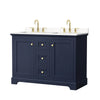 Custom image for Dark Blue with Brushed Gold Trim / Carrara Cultured Marble / No Mirror