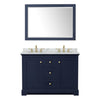Custom image for Dark Blue with Brushed Gold Trim / White Carrara Marble / 46