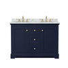 Custom image for Dark Blue with Brushed Gold Trim / White Carrara Marble / No Mirror