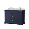 Custom image for Dark Blue with Brushed Gold Trim / White Carrara Marble / No Mirror